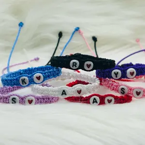 Personalized Couple Beaded Bracelet Adjustable ,Nylon Cord, Ideal for Gifts and Special Occasions