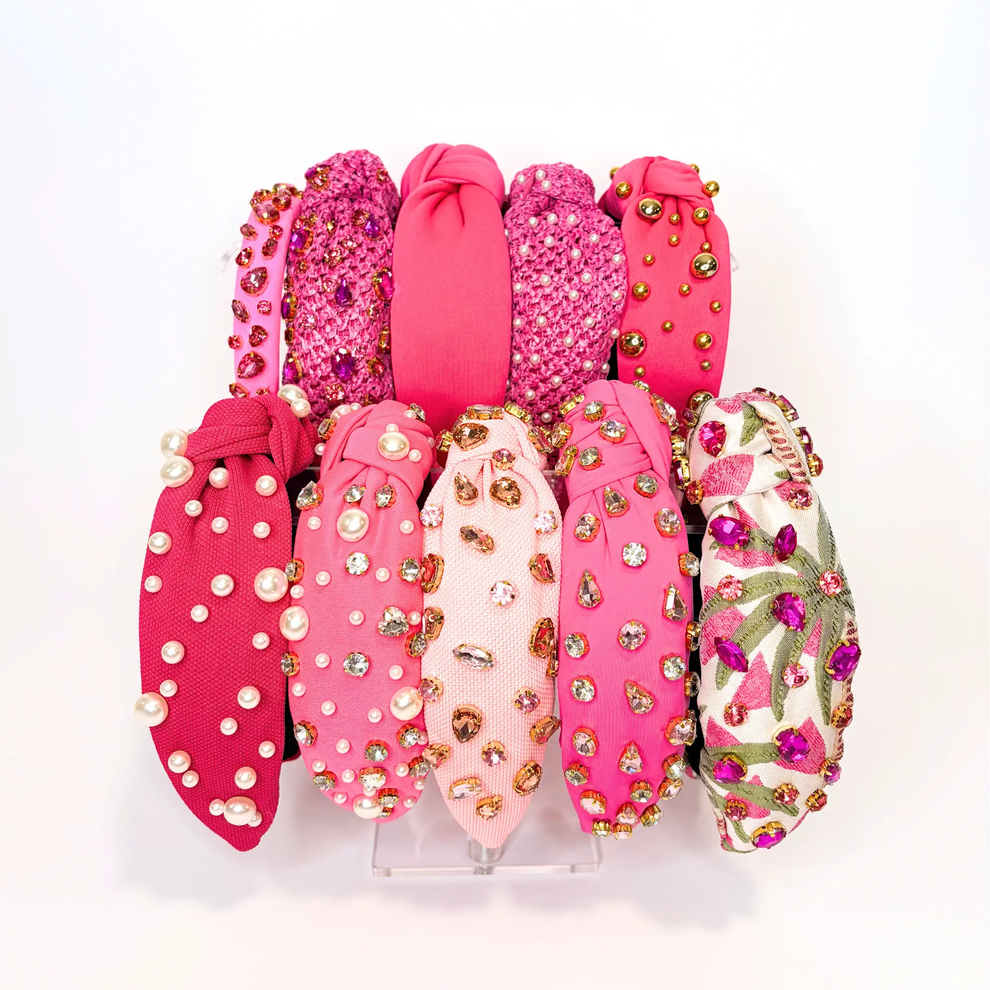 Pink Summer Statement Headbands | Jeweled, Pearl & Raffia Headbands for Women