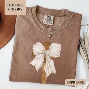 Comfort Colors Christian Easter Shirt Coquette Easter He is Risen Shirt Coquette Christian Apparel Jesus Shirt Easter Gift Religious - LORA ATCHER