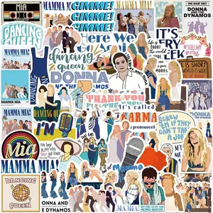 Mamma Mia Sticker, 50pcs Cartoon Character Pattern Decorative Sticker, DIY Decals for Water Bottle, Laptop, Phone Case, Scrapbooking, Journal Making