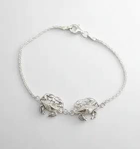 Blue Crab Sterling Silver Bracelet (2 Crabs)