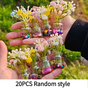 20pcs Glowing Resin Vases, Mini Tabletop Flower Arrangement, Artificial Flowers, Glass Decorative Accessories, Party Gifts, Desktop and Car Decoration, Random Mix