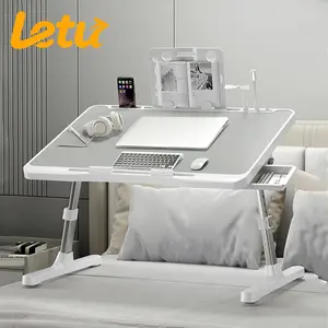 Adjustable Laptop Table,Laptop Desk for Bed, Portable Laptop Tray Table, Adjustable Foldable Lap Desk with USB Port and Drawer for Writing Working Dining