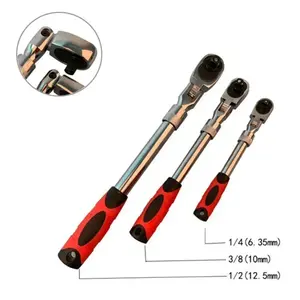 1/4 Inch 180° Rotatable Ratchet Torque Wrench Tool, 2-way Telescopic Long Handle Wrench, Multifunctional Wrench for Home & Car Repairing, Adjustable Ratchet Wrench