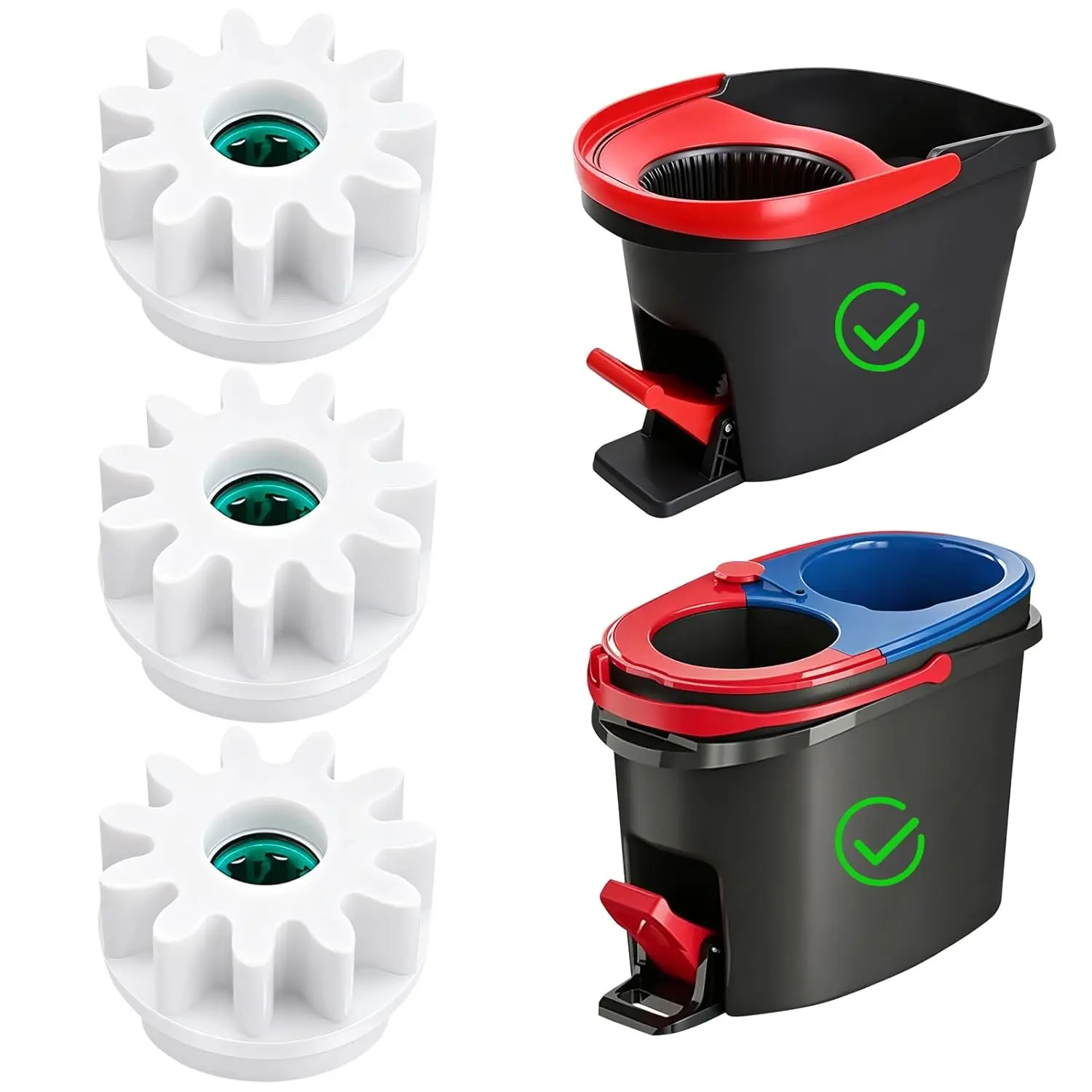 3 Pcs Steel Pedal Bearing Replacement for O-Cedar Mop Bucket - 1-Way Clutch Gear Sprockets for 90% Rotation Mop Bucket Repair