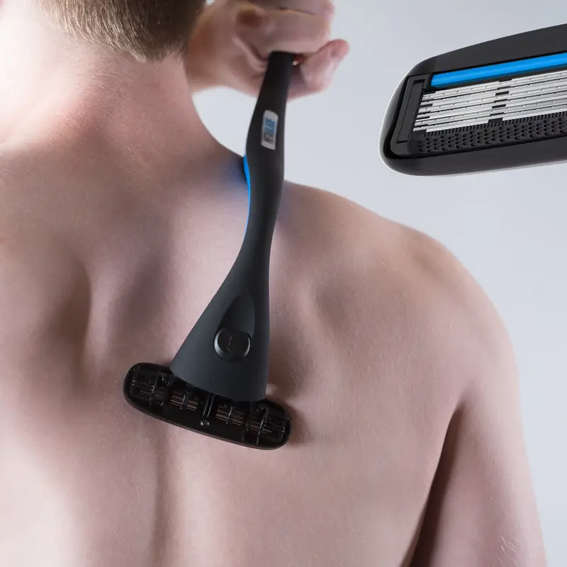 Men's Metablade Back Shaver - Long Handle, Ultra-Wide Blade Manual Razor, 2-Piece Body Hair Trimmer Groomer, High-Quality ABS Material Stainless Steel Replaceable Blade Hair Removal Trimmer for Adults (Multi-Pack Option)
