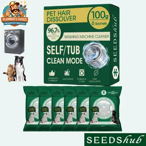 SEEDSHUB Pet Hair Dissolver For Washing Machine Deep Cleaning, 5-in-1 Enzymatic Formula, Removes 96.7% Hair & Odors, Front & Top Load HE Septic Safe, 6 Individual 100g Sachets tiktokshopmemorialday