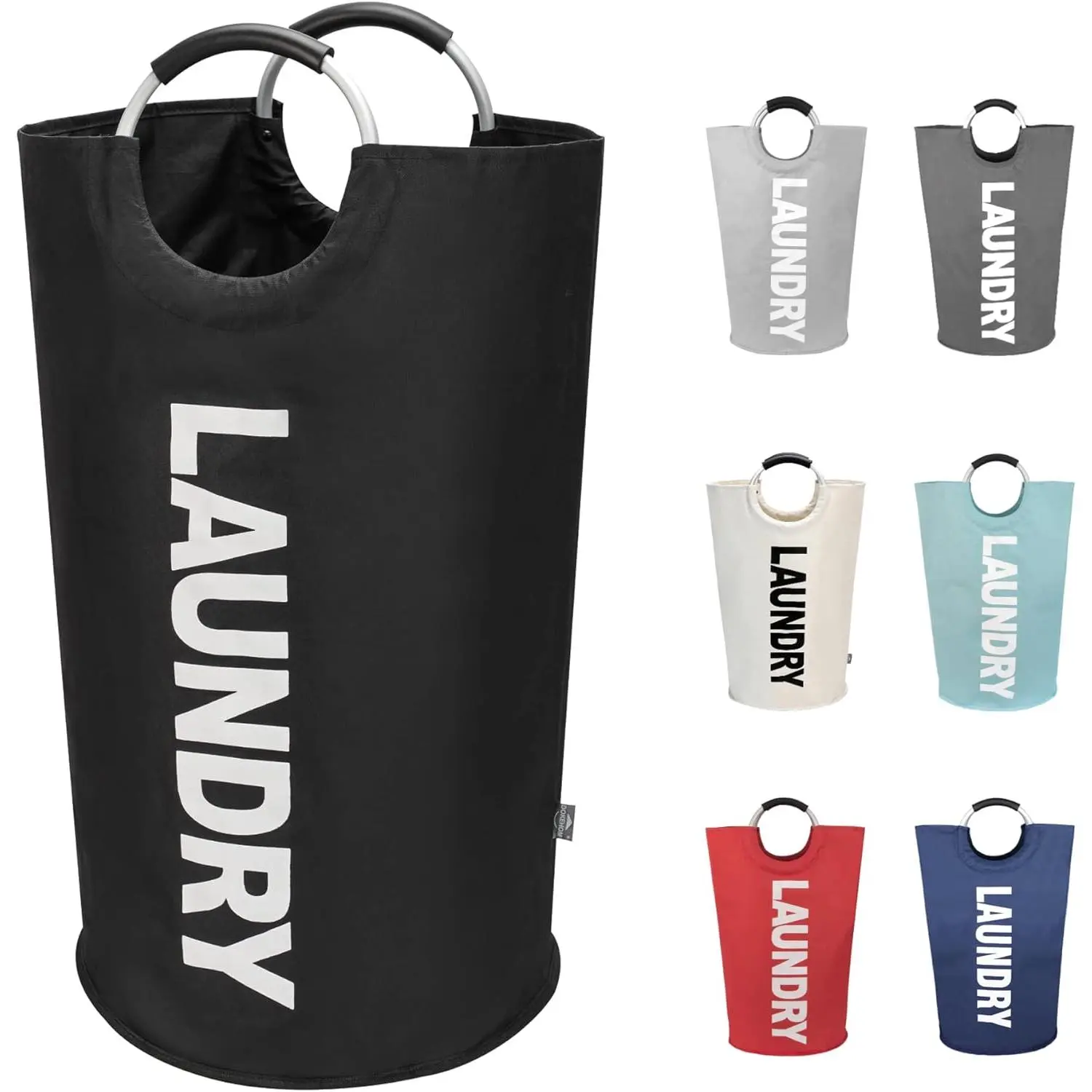 90L Large Collapsible Laundry Basket, Freestanding Tall Clothes Hamper with Handles, Foldable Washing Bin for Laundry Room, Heavy Duty Storage Bag for Bedroom Bathroom Dorm