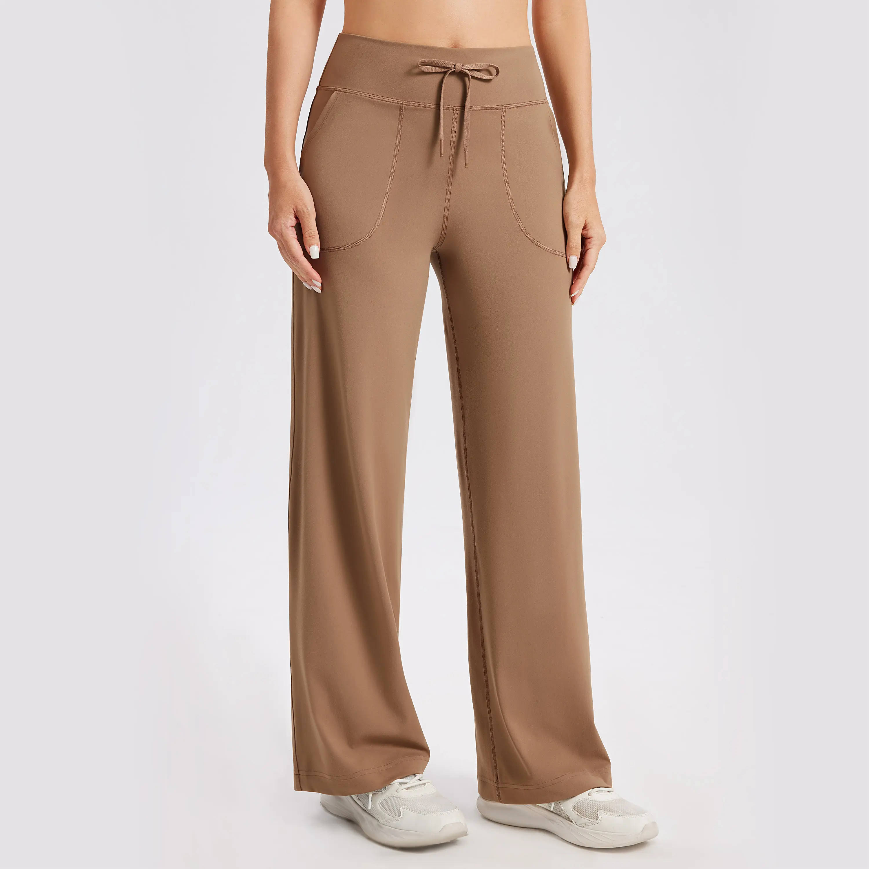 MAGCOMSEN Women's High-Waisted Drawstring Wide-Leg Pants - Flow & Go Versatile Yoga Pants