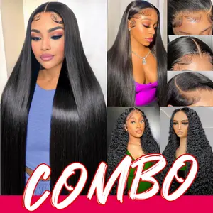[Combo sale 26"&22"&22"] buy 1 get 3 wig" 13x4 Straight Lace Front Wigs 26inch Human Hair Hair Pre Plucked 180% Density HD Transparent Lace Frontal Human Hair Wigs