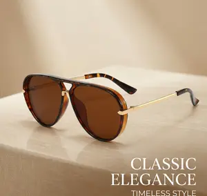 Premium Aviator Sunglasses with Tortoiseshell Frame & Brown Lenses