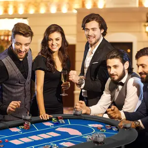 COSTWAY - 72 x 36 x 30.5 Inch Foldable Poker Table with 8 Cup Holders-Blue