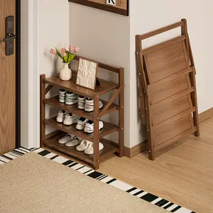 1PC Foldable Shoe Rack, Large Capacity Shoe Storage Rack, Shelf, Easy to Carry and Move, Easy to Install, Stylish Modern Home Decoration, Bamboo Material Sturdy and Durable, Suitable for Living Room, Hallway, Entrance Door, Entryway