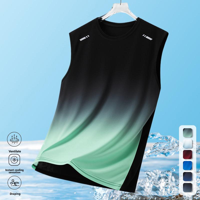 Clean Gent 4/1 Men’s Ultra-Thin Loose Fit Summer Tank Top with Fashion Gradient Print and Crew Neck, Breathable Sports Vest for Outdoor Running and Activities Clean Gent 4/1 Men’s Ultra-Thin Loose Fit Summer Tank Top with Fashion Gradient Print and Crew Neck, Breathable Sports Vest for Outdoor Running and Activities