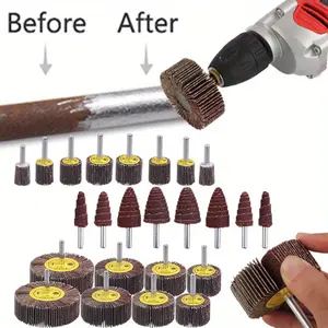 [Diamond Grinding Wheels] 24Pack Abrasive Flap Wheel Sander Set - Conical Shape | Durable Conical Abrasive Wheels for Surface and Edge Polishing, Surface Finishing - Home Improvement.