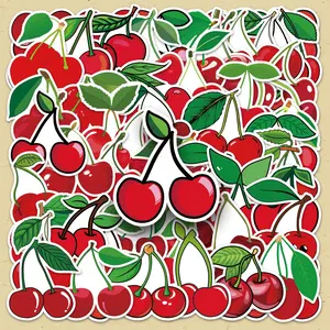 Cherry Pattern Sticker, 100pcs/set Repeat Cherry Pattern Decorative Sticker, DIY Decorative Sticker for Scrapbooking & Journal Making