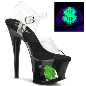 7 Inch Heel MOON-708USD Clear Black Neon Green High Heels Fashion