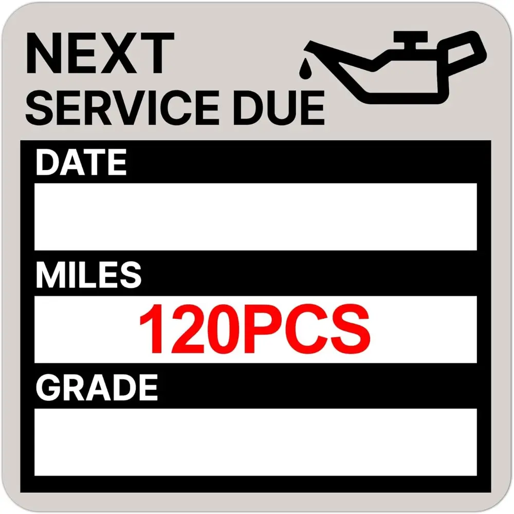 for Oil Change Sticker Static Cling, Clear Stickers 120 Pcs 2”x 2” Next Service Due Sticker For Windshield, Easy to Peel with No Residue For Car,Auto,Vehicle Window (Black-Grey)