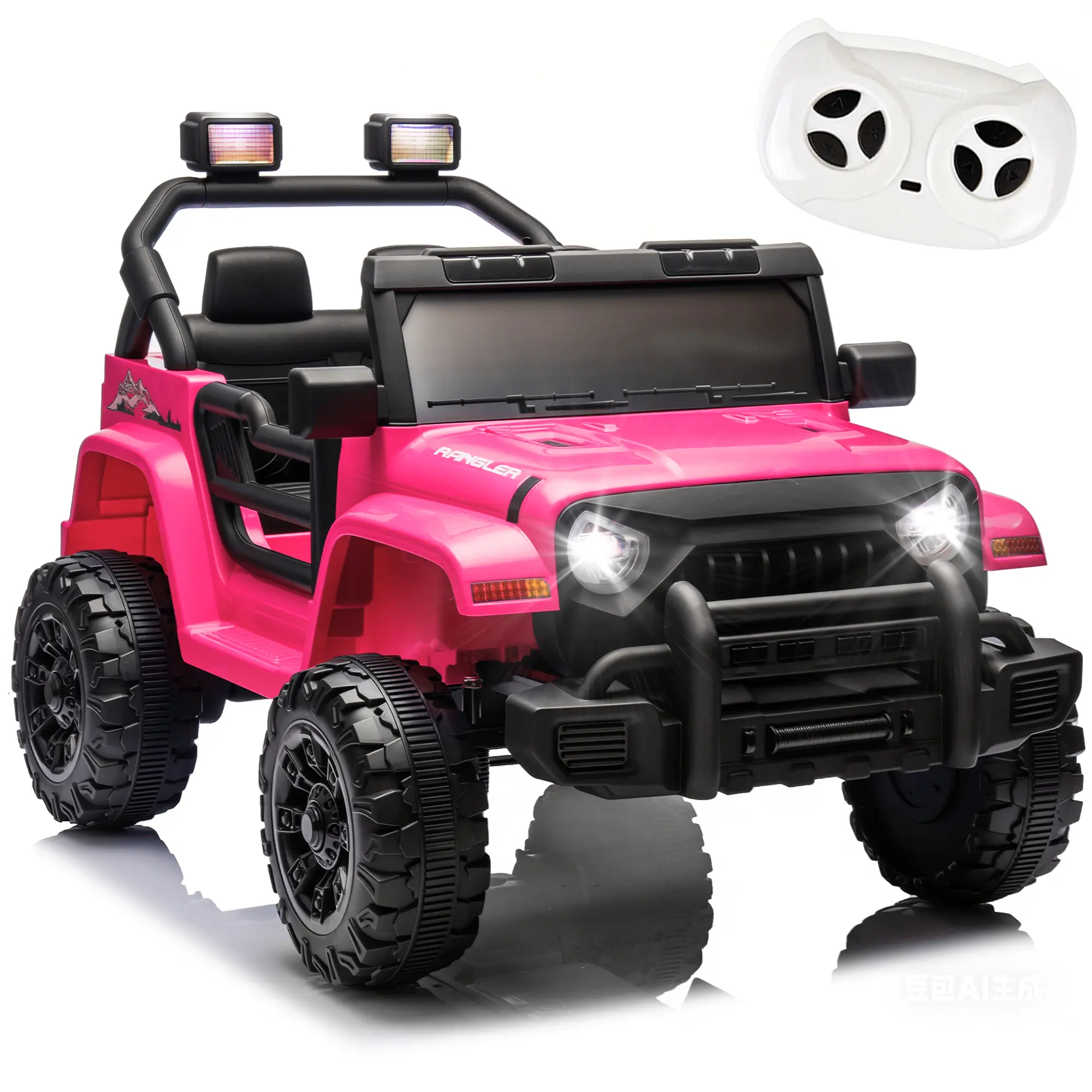 12V Battery Powered Kids Ride On Electric Car - Parent Control, Dual Drive, 4-Wheel Suspension, Music, Bluetooth, MP3, USB, Headlights, Quick-Release Steering Wheel, Slow Start for 2-4 Years Old Kids (66.14 lbs Capacity)
