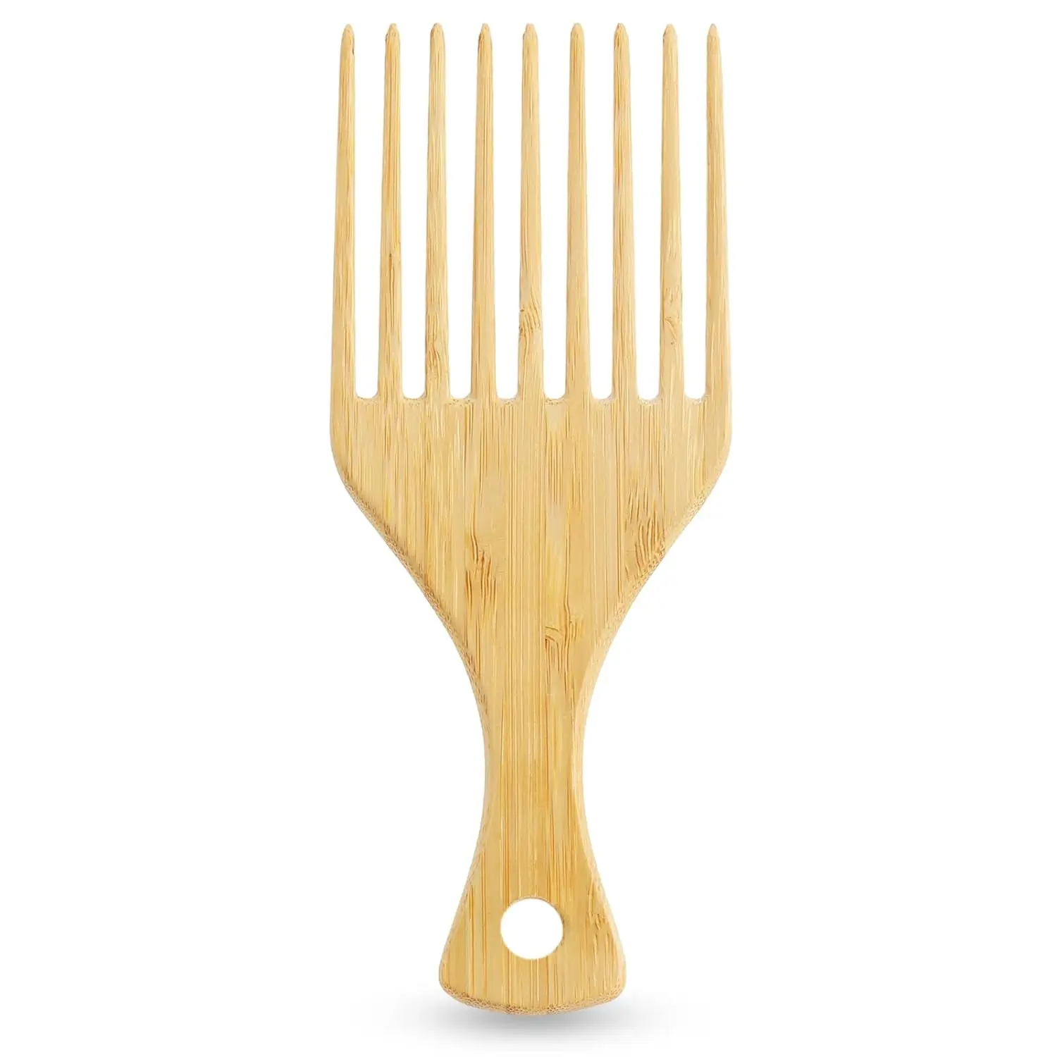 Bamboo Hair Pick 2 Pack for Curly, Coily & Thick Hair - Anti-Static Wide-Tooth Detangler Brush for Styling & Volume Lifting, Removal Comb, Travel Size, Compact, Natural Bamboo, Normal, Male