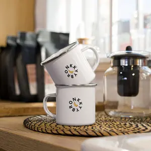 Cylindrical Enamel Coffee Travel Mug, 8cm Size - Reusable Multifunctional Kitchenware Drinkware for Beverages