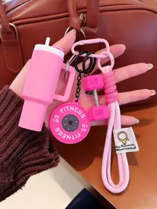 Cross-Border Bestseller Style Dumbbell Water Bottle Backpack Keychain, Creative Fitness Bag Accessory, DIY Jewelry Pendant
