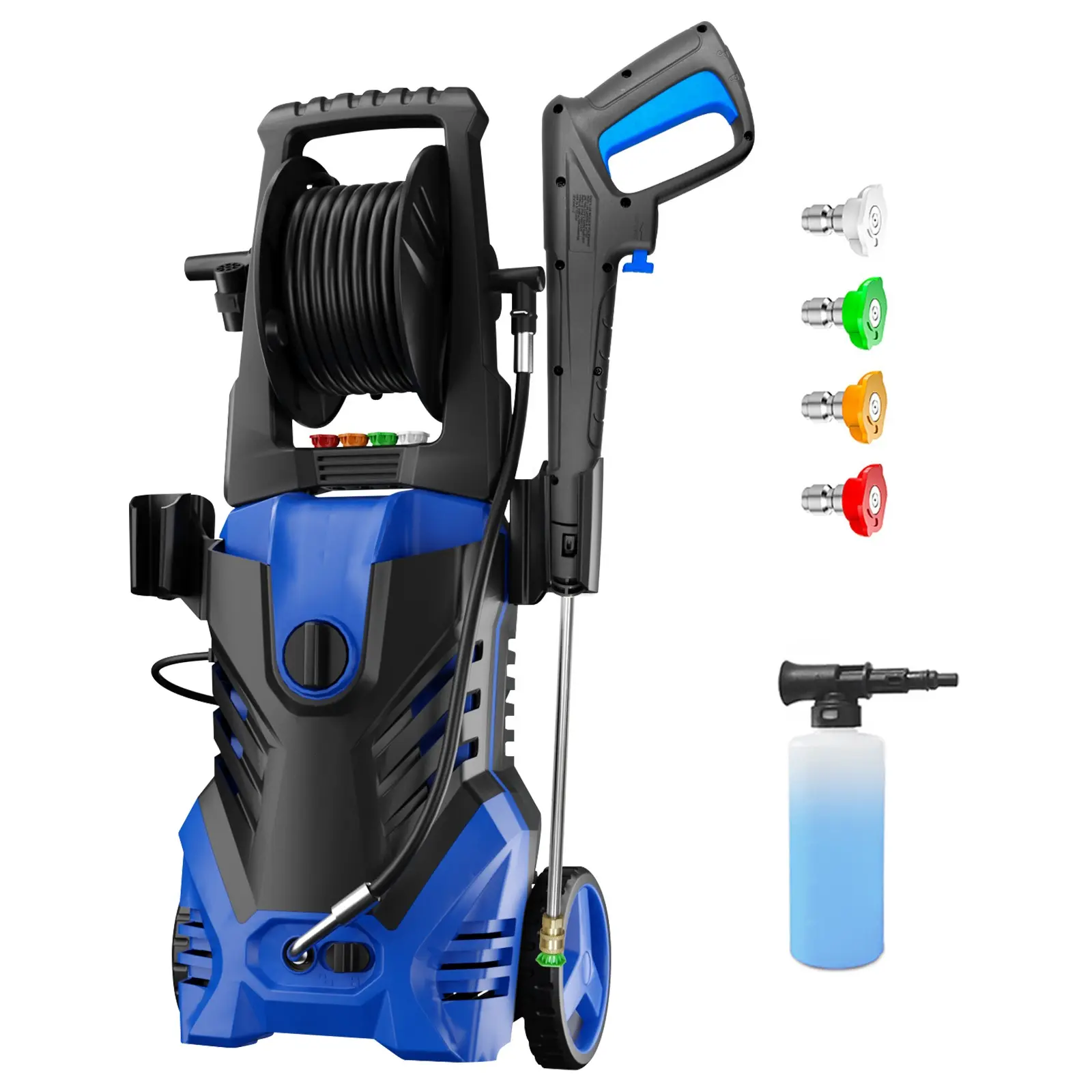 Electric Pressure Washer 2600PSI 2.6GPM, High-Pressure Cleaning, Versatile Cleaning Performance, with 4 Quick Connect Nozzles, 500ML Foam Cannon, Stainless Steel Lance, Automatic Total Stop System for Car Wash, Home, Patio Cleaning