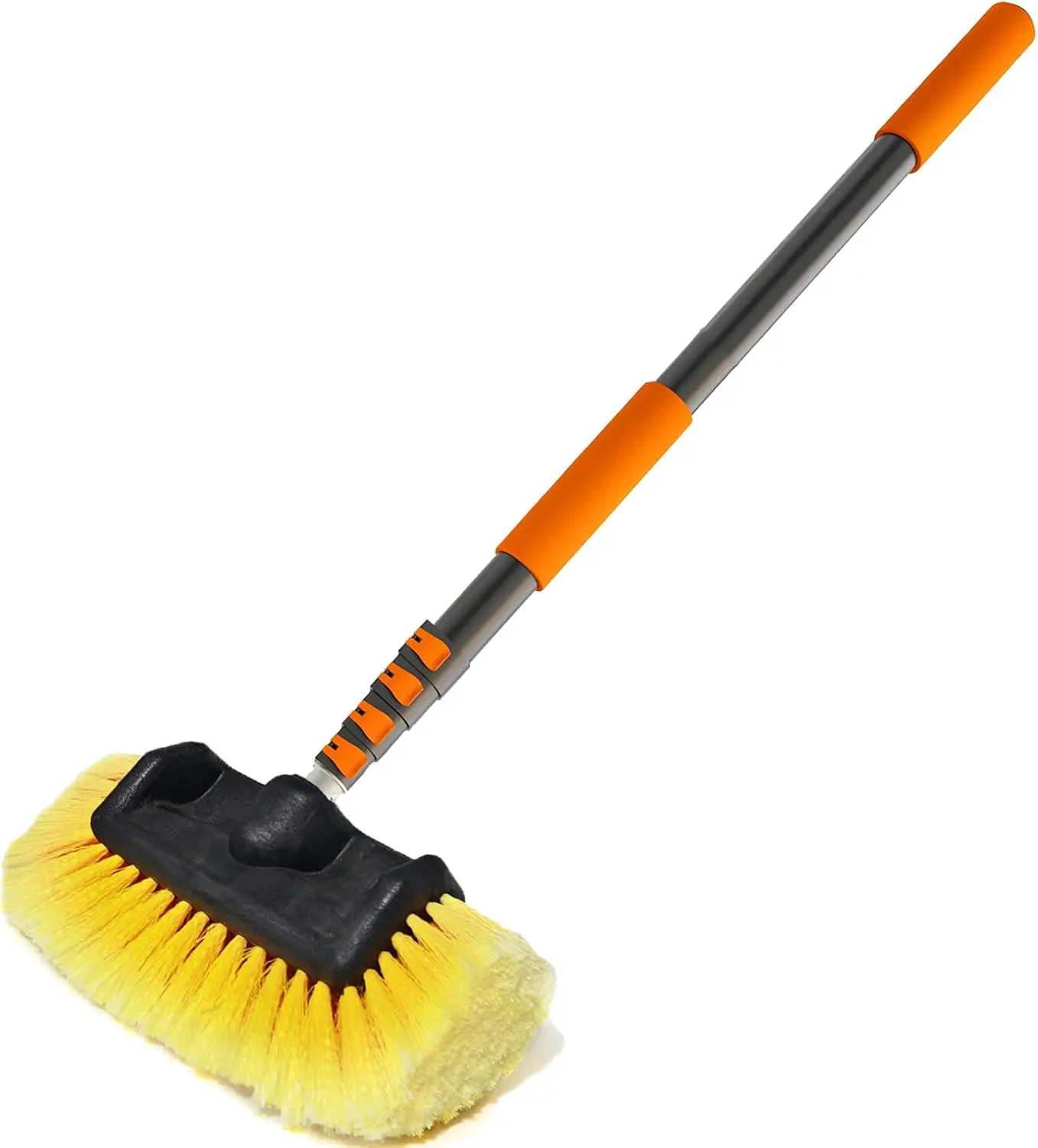 LAANPOLE Car Wash Brush with Long Handle, Car Cleaning Brush with 12 Inch Soft Bristle, Solar Panels Cleaner with Telescoping Pole for RV, Truck, Boat, House Siding