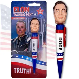 Elon Musk Talking Pen - Press His Head & Hear 9 Real Voice Quotes - Funny Political Gag Gift for Men, Unique Elon Gifts, Novelty Desk Toy & Office Conversation Starter (Elon)