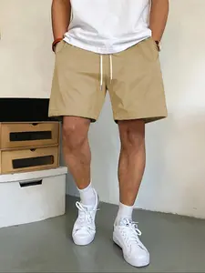Men's Solid Color Casual Drawstring Breathable Shorts, Regular Fit Casual Comfy Shorts for Summer, Men's Bottoms for Daily Wear