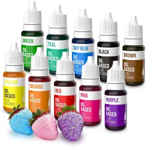 Food Coloring 10 set,Ideal for Chocolate, Candy Melts, Baking (Cakes, Cookies, Icing, Fondant, Meringues) 0.35 Fl. Oz Bottles  Edible Food Dye Butter