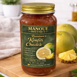 Manoue Boutique Premium Konfiti Chadèk - All Natural Snack with No Preservatives, Made Fresh, Island Tradition, 16oz Nata