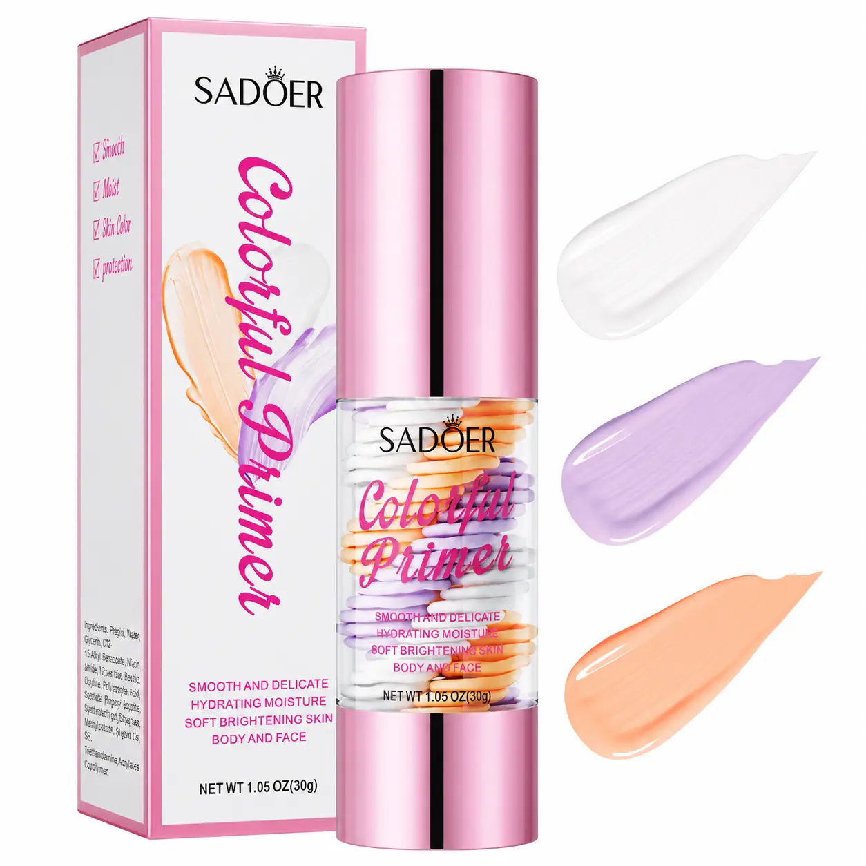 3 In 1 Primer for Face Before Makeup, ​​One Step Color Corrector | Oil Control​​ Waterproof & Sweat-Proof​​, Suitable for All Skin Types