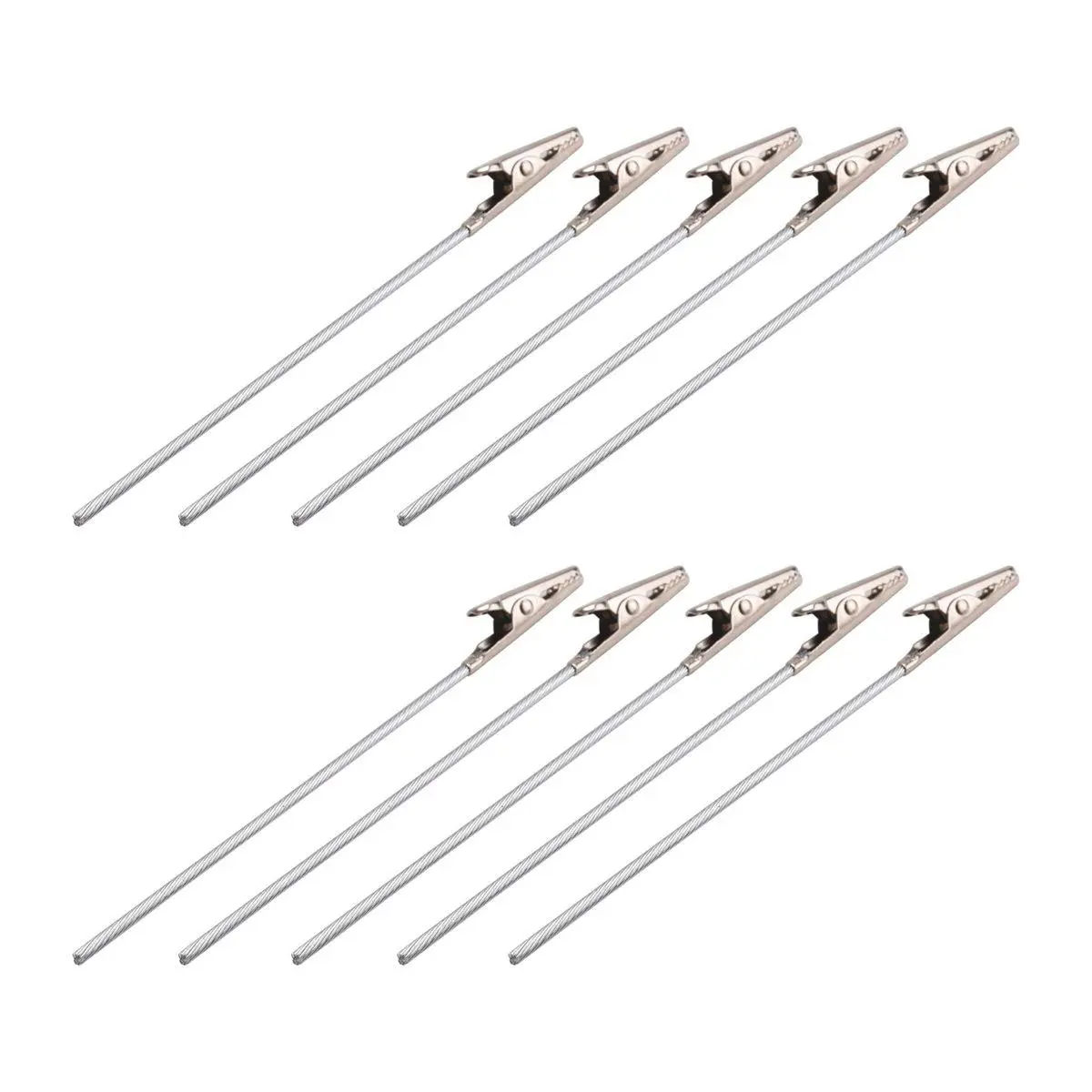10 X Crocodile Metal Clips With Wire Stalk Alligator Clamps For Memo Note Card Holders