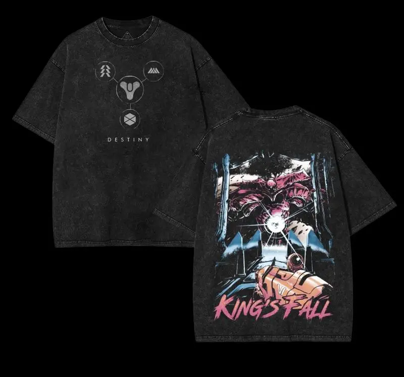 valentine shirts Destinys 2 Washed T Shirt Men Video Game Y2K Y2K Retro Casual T Shirts Summer O Neck Hipster Tees Design Clothes Menswear