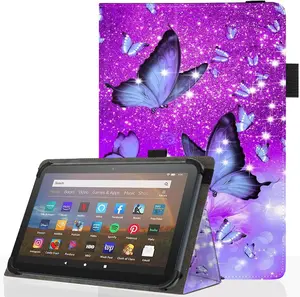 Universal 7 8 Inch Android Tablet Case,Slim Folding Stand Cover for  7"-8.5" Touchscreen Tablet Case with Stylus Pen Holder,Butterfly 01