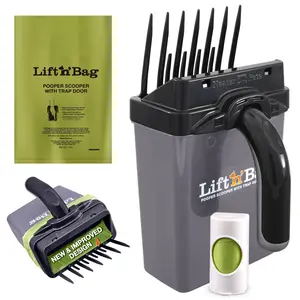 NEATER PETS Lift N' Bag Dog Pooper Scooper 2.0, 6” Handle Version - Scoop-to-Bag Design, One-Handed Operation, Extra-Large Bags, Made in USA