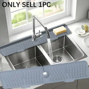 1 Piece Silicone Faucet Water Catcher Mat Wave Design Draining Pad Water Splash Guard Water Diversion Splash Proof Foldable Multifunctional Drainage Mat For Kitchen Bathroom Sink Can Hold Sponge Dish Cloth