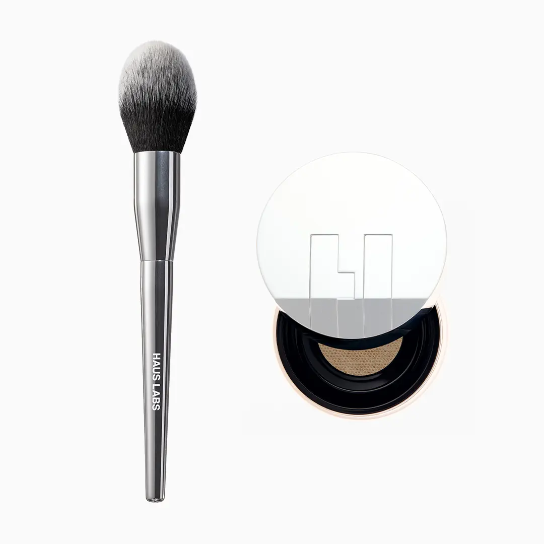 HAUS LABS Setting Powder & Brush Duo | Bio-Blurring Loose Setting Powder & Powder Brush