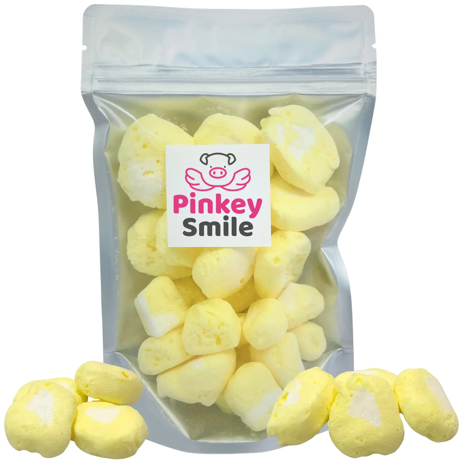 Freeze Dried Candy Lemon Cream Salt Water Taffy 2 oz - Cut To Bite Sized Pieces - Ships In Box - Deliciously Crunchy, Intense Flavor, Lightweight Snack