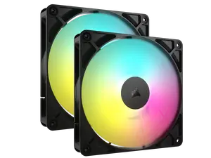 CORSAIR RS140 ARGB PWM 140mm Fans Dual Pack - Simplified Control - Daisy-Chain 4-Pin PWM and +5V ARGB Connections - Concentrated AirGuide Cooling - Magnetic Dome Bearing