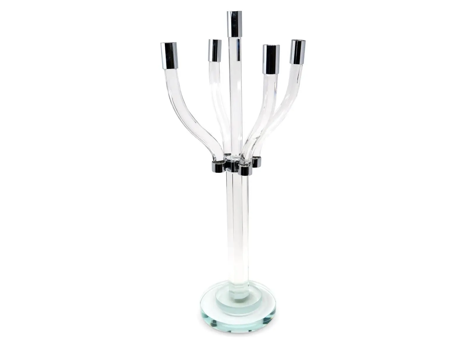 212 MAIN 20 in. Clear-Silver Crystal Modern Tabletop Candelabra Candle Holder Set, Home Decor Supplies with Light Accent, Ideal for Engagement, Birthday Decoration & Gift Idea