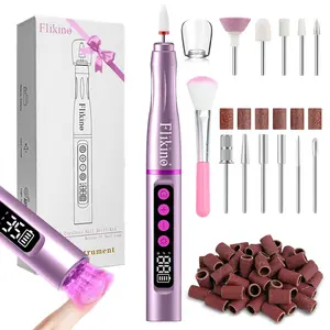 Flikino Cordless Nail Drill with UV NailLamp – 2-in-1 Rechargeable Electric Nail File & Flash Curing Lamp, 35000 RPM for Gel, Acrylic, Dip Powder Nails