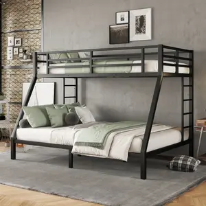 Bellemave TwinXL-Queen Metal Over Bunk Bed with Dorm Bed Cubbies, Sturdy Steel Bedroom Bedframe, Adjustable Cloud Headboard, Space-Saving, Noise-Reduced, No Box Spring Needed for Teens