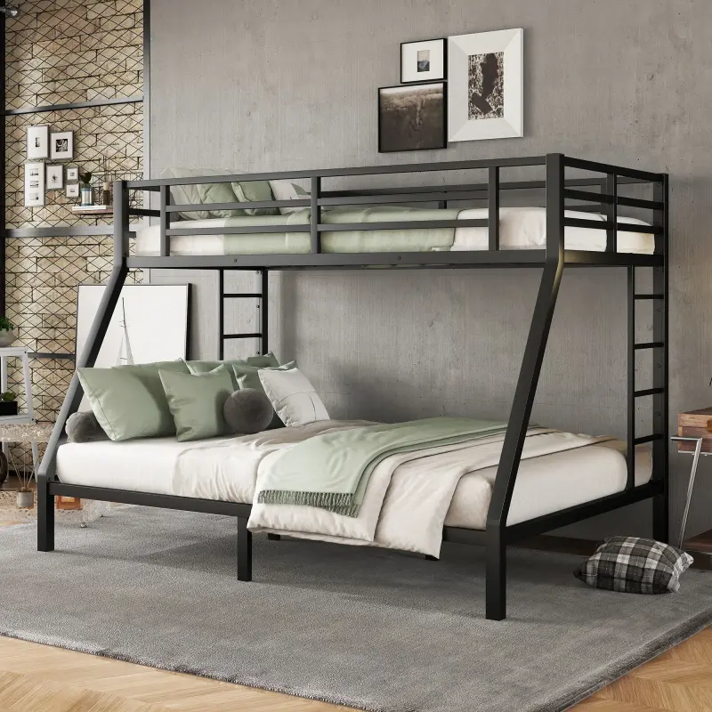 Bellemave TwinXL-Queen Metal Double Decker Over Bunk Bed with Dorm Cubbies, Sturdy Steel Bedroom Bedframe, Adjustable Cloud Headboard, Space-Saving, Noise-Reduced, No Box Spring Needed for Teens, Double Decker Beds