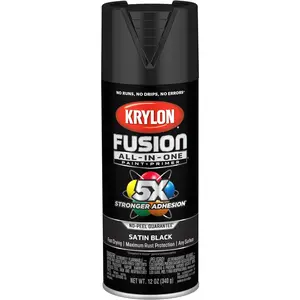 12 Oz Krylon K02754007 Black Fusion All-In-One Paint & Primer Spray Paint, Matte Krylon