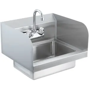 VEVOR Commercial Hand Sink with Faucet, Stainless Steel Sink for Washing, Small Hand Washing Sink, Wall Mount Hand Basin, Utility Sink for Restaurant, Kitchen, Bar, Garage and Home, 17x 12.8 inchVEVOR Super Brand Day