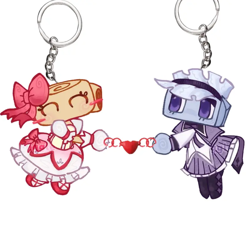 Dandy's world Tisha and Shelly magnet keychains
