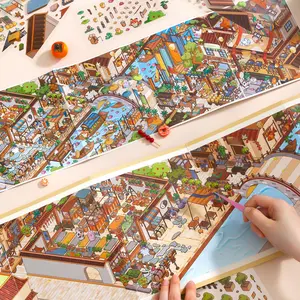 16 Sheets/bag Foldable Scenery Stickers, Decorative Stickers, Pet Material, Classical Style, Perfect for Scrapbooking, Holiday and Birthday Gifts