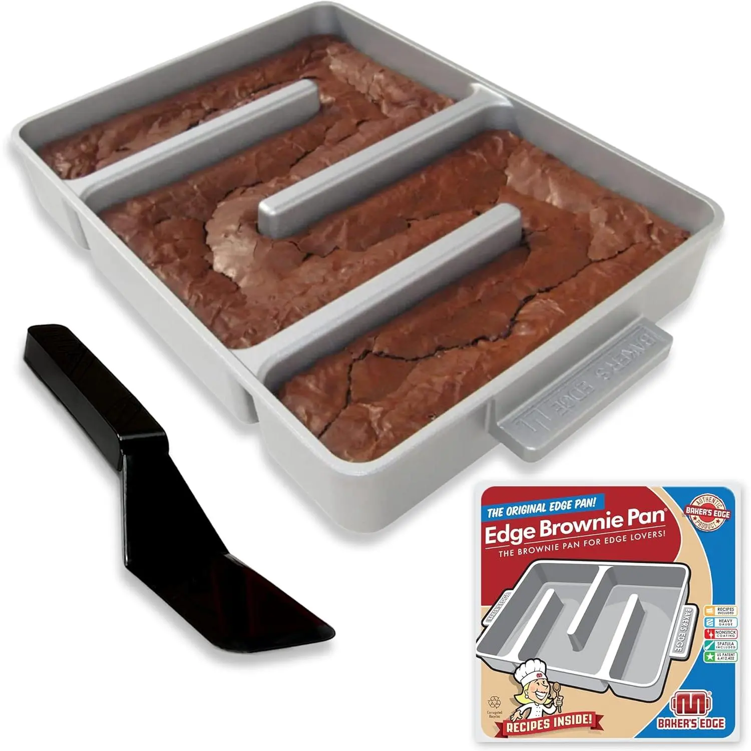 Original All Edges Brownie Pan for Baking - Edge Lovers, 9x12in Premium Double Nonstick Cast Aluminum Rectangular Pan, US Patented Heavy Gauge Design, 9X12 Inches Original Brownie Pan